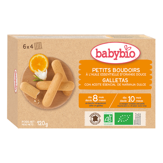 Bolachas com óleo essencial de laranja (8-10 meses) Babybio 120 g