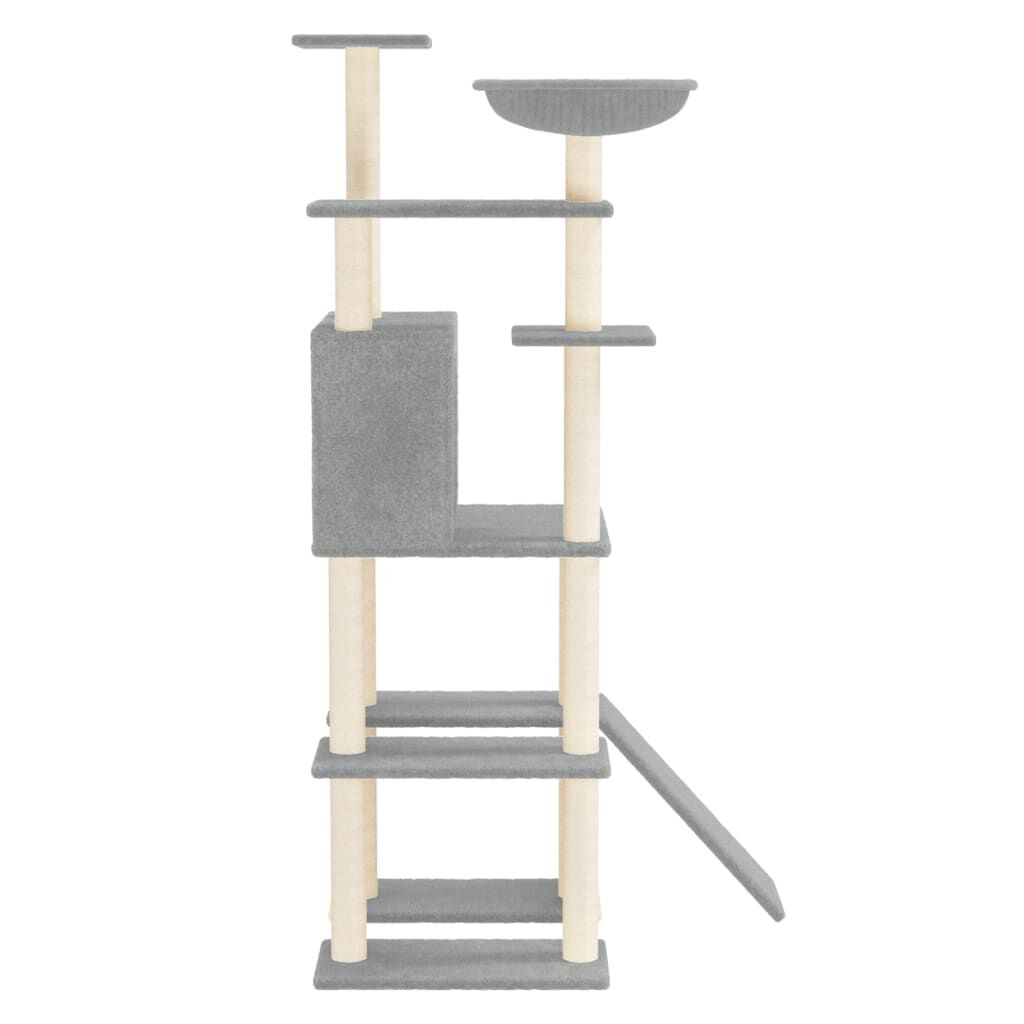Vidaxl Rascador Para Gatos Con Postes De Sisal Gris Claro 166 Cm_3