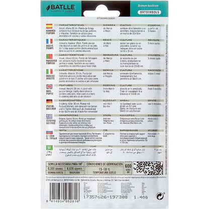 Sementes de manjericão roxo Batlle