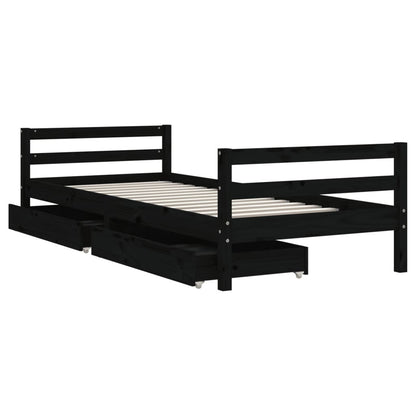 Vidaxl Estructura Cama Infantil Y Cajones Madera Pino Negro 90x190 Cm_3