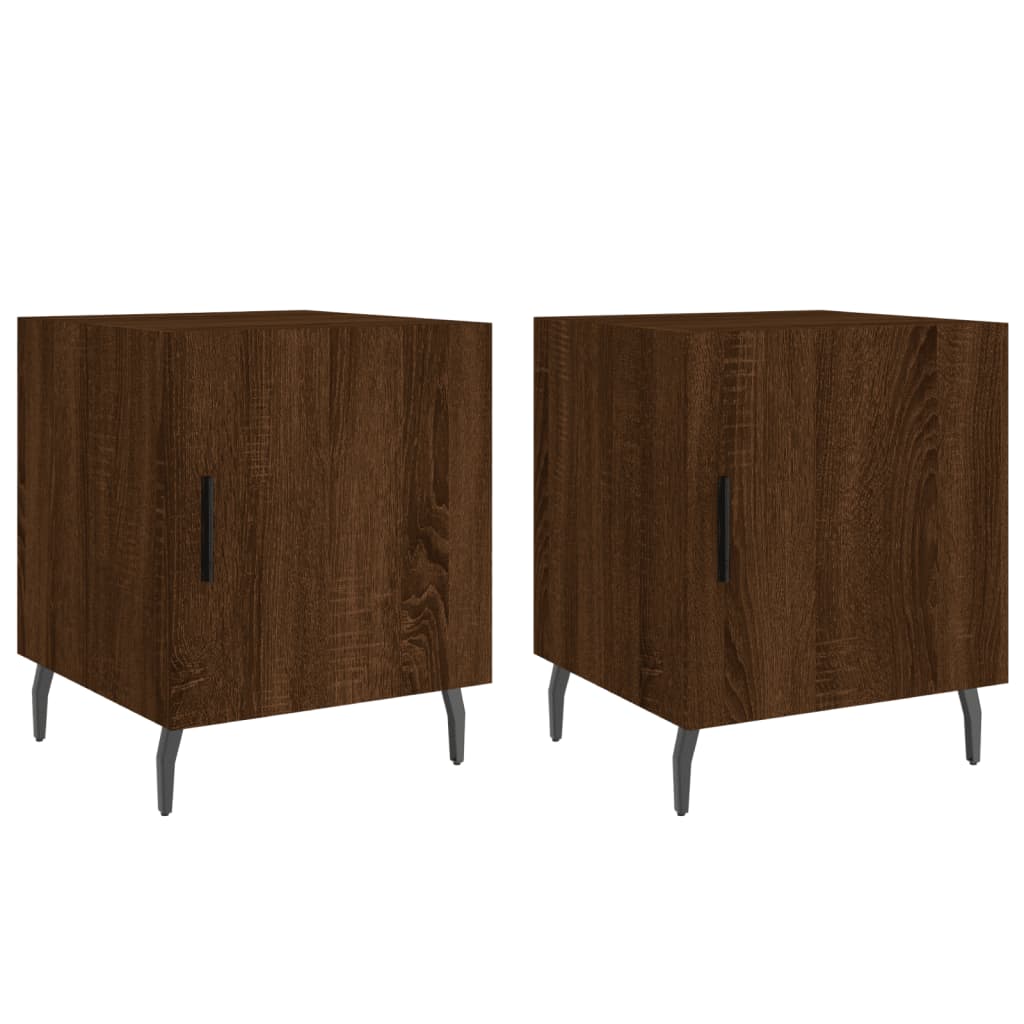 Mesitas Noche 2 Uds Madera Ingeniería Marrón Roble 40x40x50 Cm_0