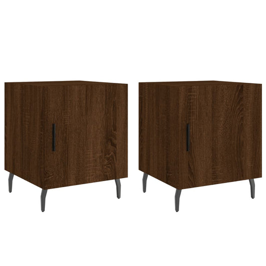 Mesitas Noche 2 Uds Madera Ingeniería Marrón Roble 40x40x50 Cm_0