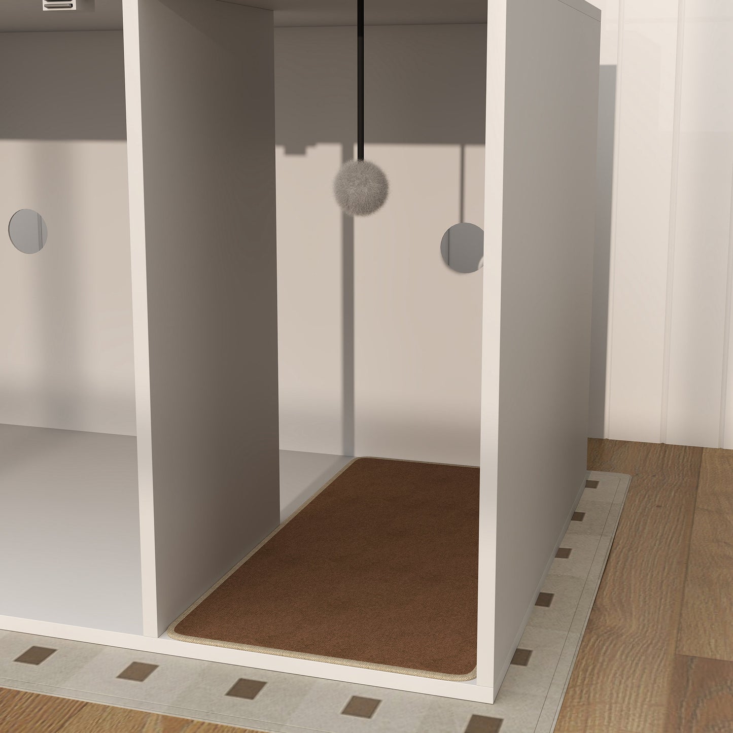 Pawhut Mueble Arenero Para Gatos Con Almohadilla Para Rascar 80x50x50 Cm Blanco_3