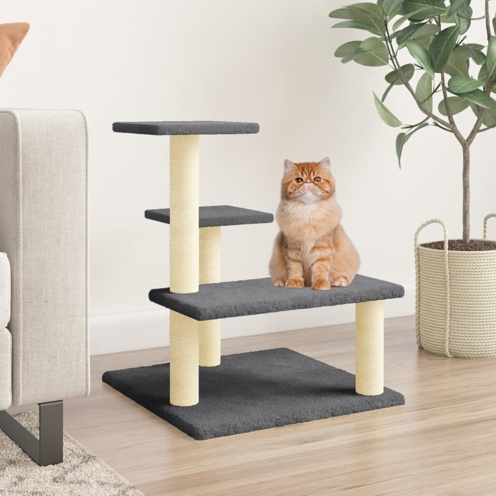 Vidaxl Rascador Para Gatos Con Postes De Sisal Gris Oscuro 61 Cm_1