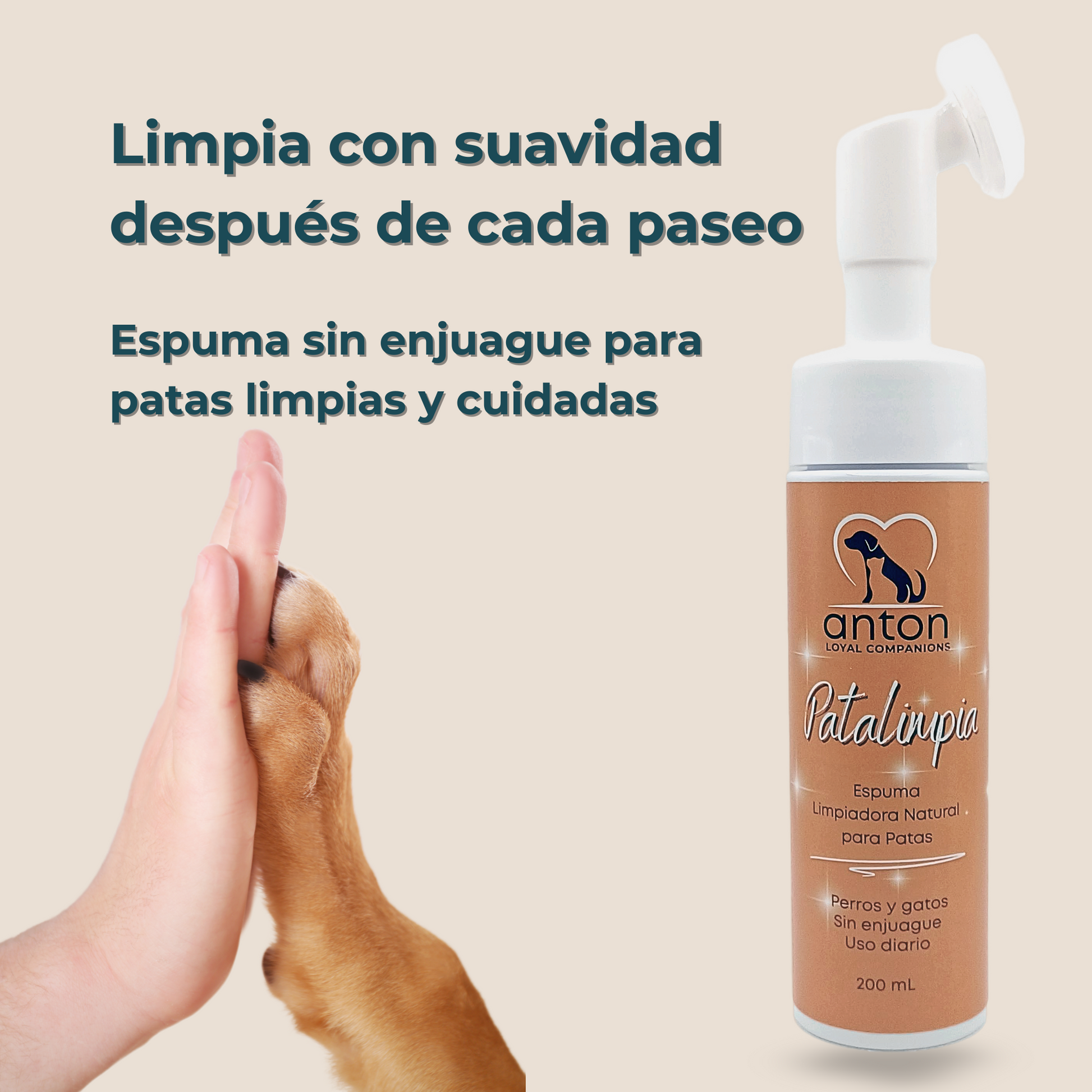 Espuma limpiadora natural para la higiene de las patas de perros y gatos – 200 ml_1