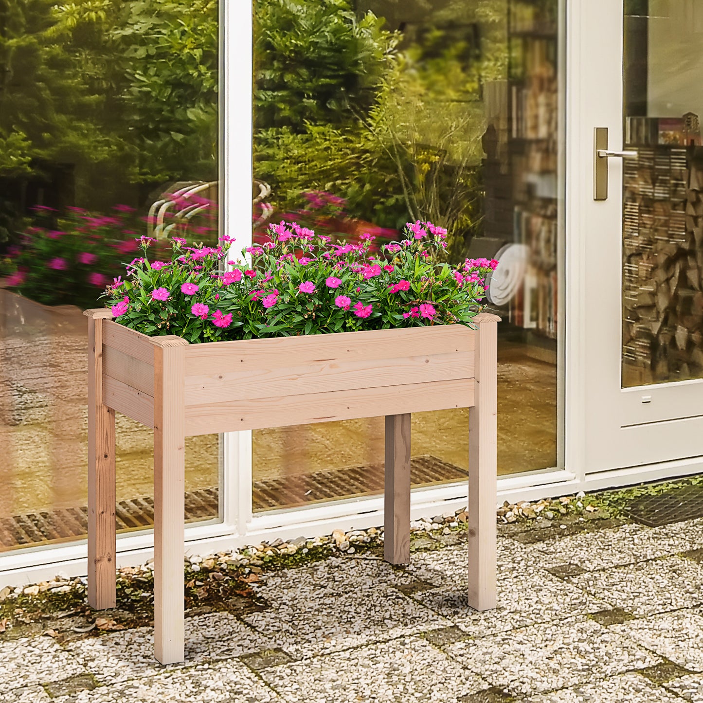 Outsunny Huerto Urbano Elevado De Madera 86x46x76 Cm Para Cultivos Natural_1