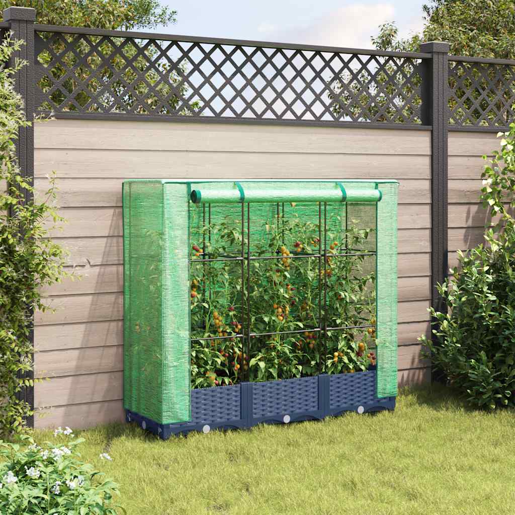 Jardinera Elevada Con Cubierta De Invernadero Aspecto Ratán 120x40x123 Cm_2