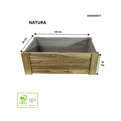 Cajón De Cultivo Natura. Altura De 40 Cm. Sin Base. Vidahuerto 120x80x40 Cm._2
