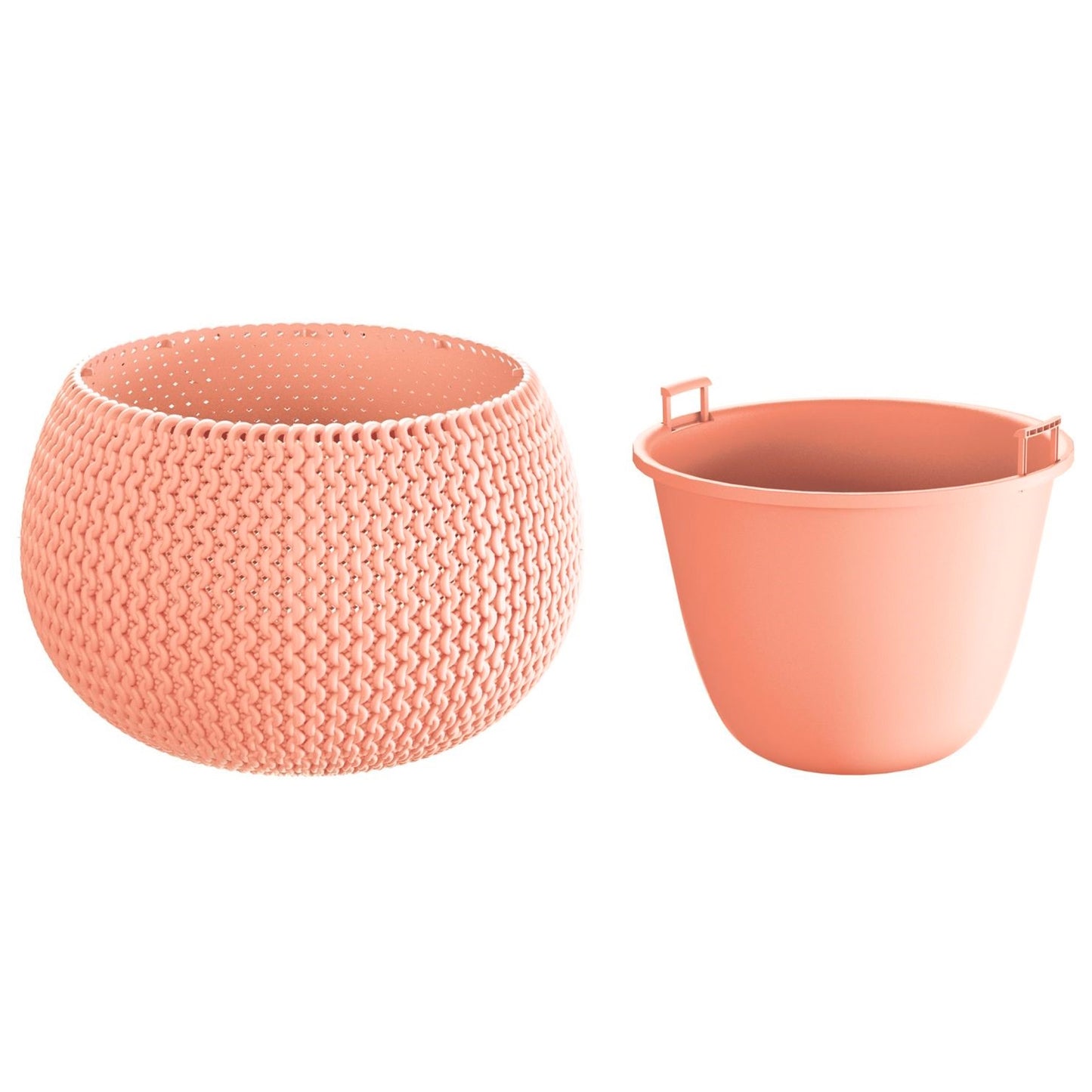 Maceta Redonda Con Deposito Splofy Bowl De Plastico En Color Melocoton 47,8 (largo) X 47,8 (ancho) X 30 (altura) Cm_0