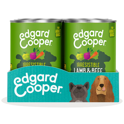 Ração húmida para cães Edgard &amp; Cooper Cordeiro e Carne de Vaca 400g