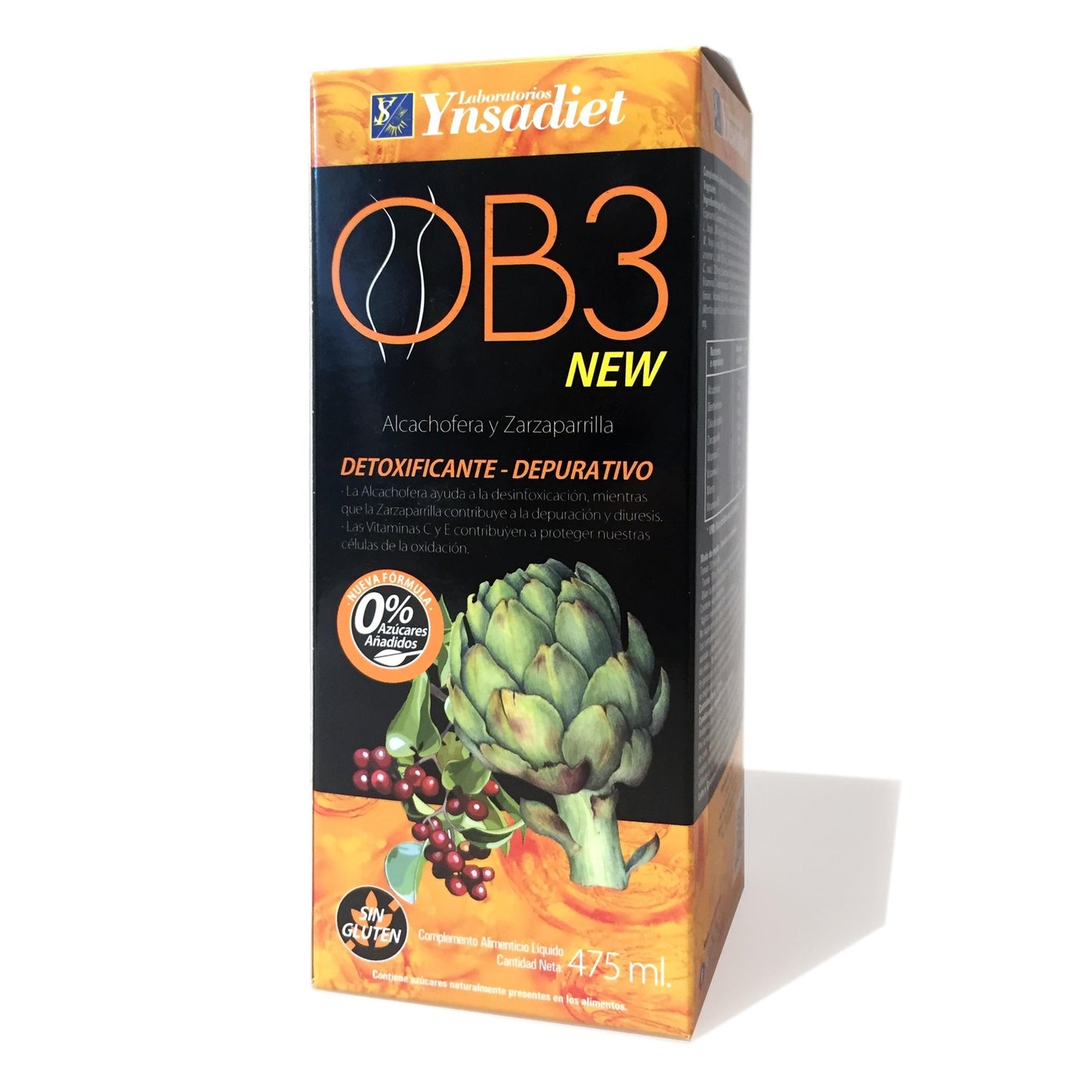 OB3 Xarope drenante sem açúcar Ynsadiet 475 ml 475 ml