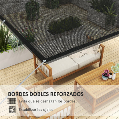 Outsunny Toldo Vela De Sombra Rectangular 3x2 M Protección Solar 65% Negro_5
