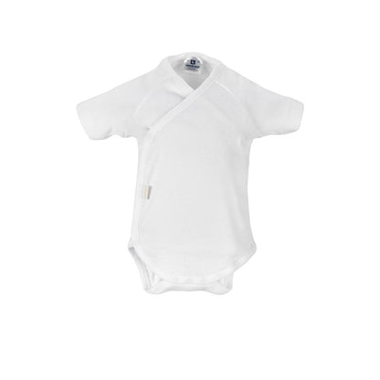 Body Cambrass branco de manga curta para recém-nascido