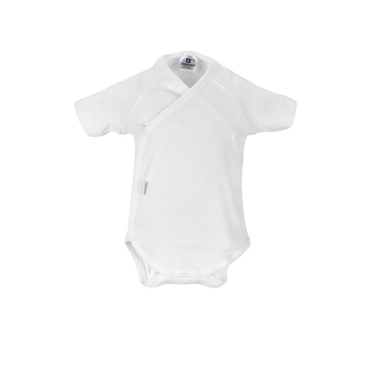 Body Cambrass branco de manga curta para recém-nascido