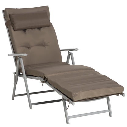 Outsunny Tumbona Plegable Jardín Con Respaldo Ajustable En 7 Posiciones Marrón_0