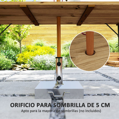 Outsunny Mesa Comedor De Jardín De Madera Con Encimera De Listones Natural_5