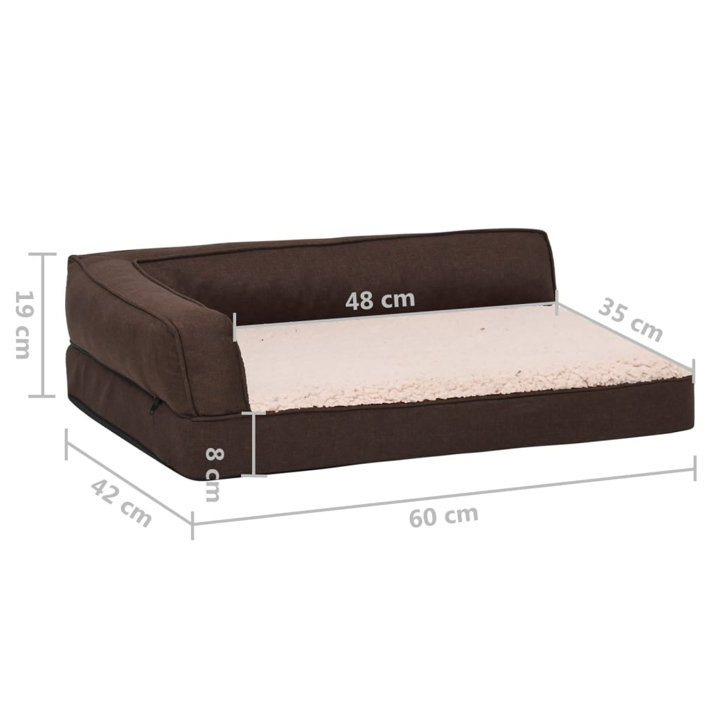 Vidaxl Colchón De Cama De Perro Ergonómico Aspecto Lino Marrón 60x42cm_2