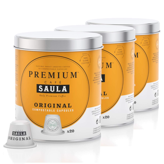 Embalagem de 3 cápsulas de café originais compostáveis ​​compatíveis com Nespresso® 20 unidades