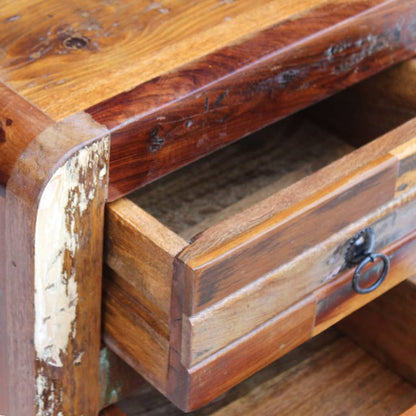 Mesita De Noche De Madera Maciza Reciclada 43x33x51 Cm_2
