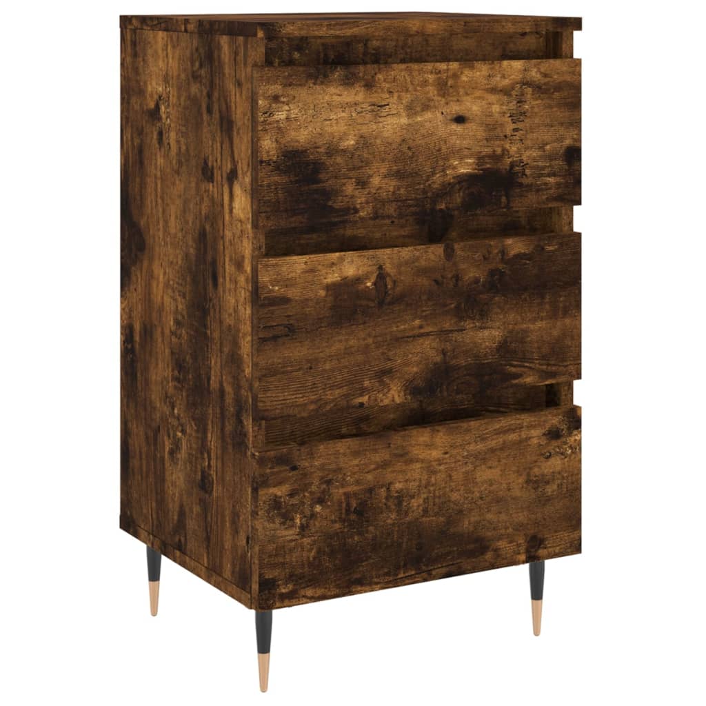 Mesita De Noche Madera De Ingeniería Roble Ahumado 40x35x69 Cm_0