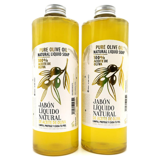 Pack 2 Jabón Líquido Natural 100% Aceite De Oliva - Para Todo Tipo De Piel, Sensible, Seca - Sin Detergentes Ni Perfumes_0