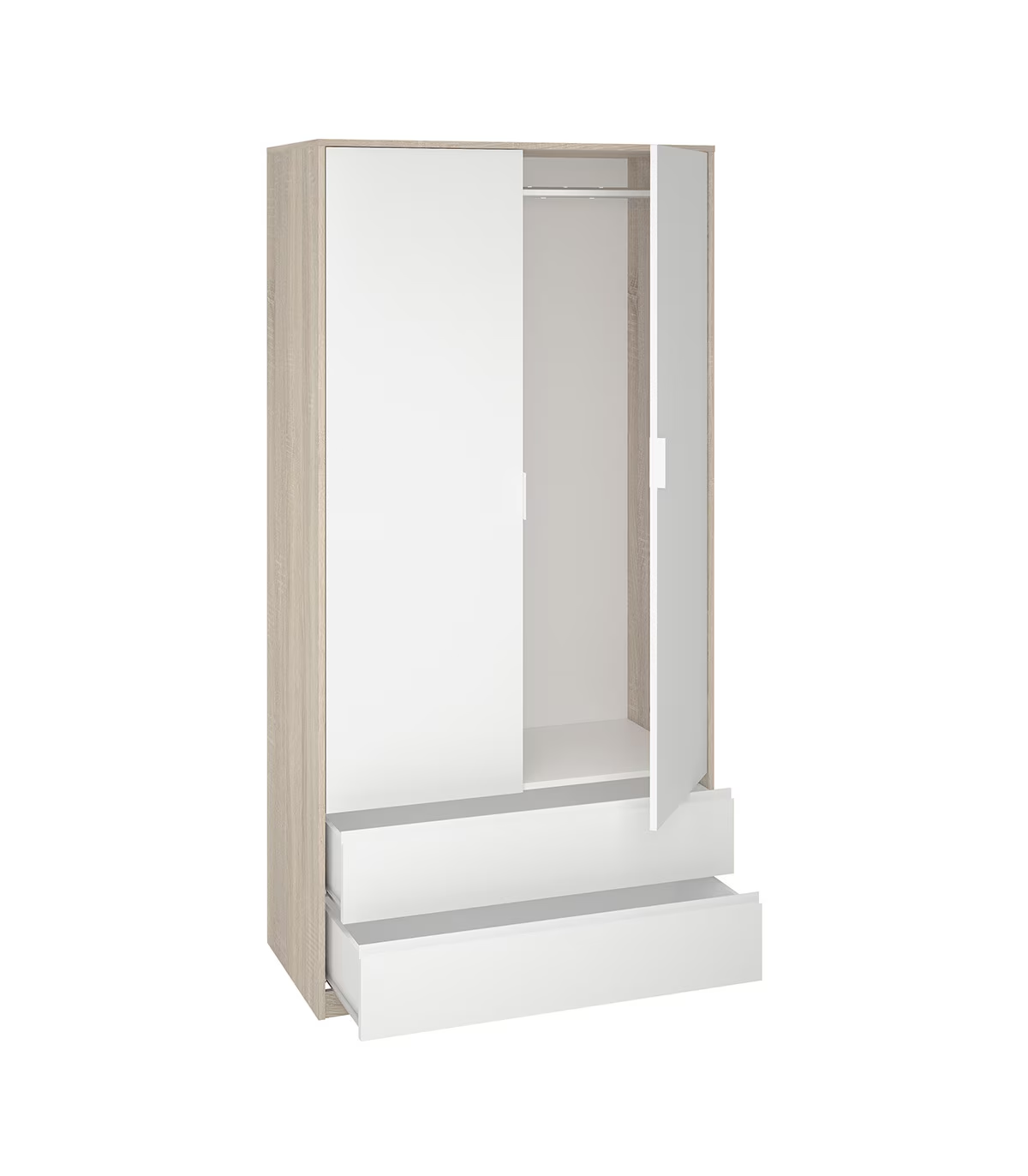 Armario 2 Puertas 2 Cajones Abatibles Acabado Roble Cortez/blanco 200 Cm(alto)100 Cm(ancho_3