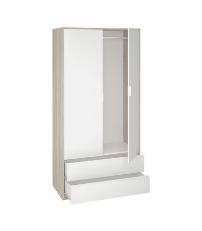 Armario 2 Puertas 2 Cajones Abatibles Acabado Roble Cortez/blanco 200 Cm(alto)100 Cm(ancho_3