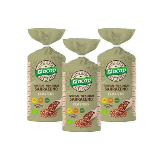 Embalagem de 3 panquecas de trigo sarraceno 100% Biocop 100 g