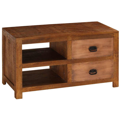 Mesa De Centro Con 2 Cajones Madera Maciza De Mango 90x40x50 Cm_1