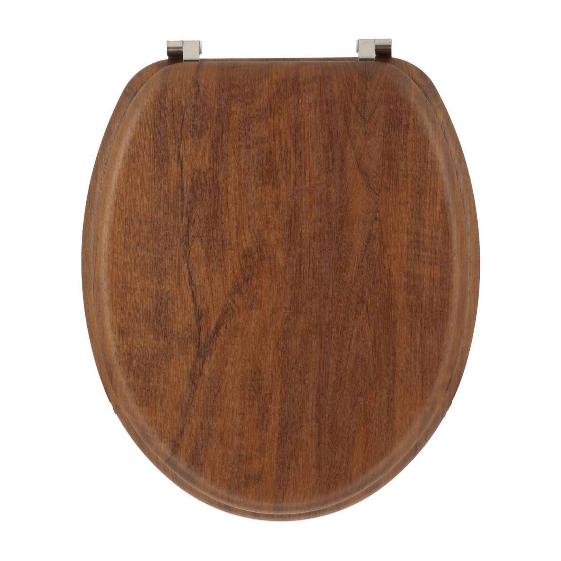 Asiento De Inodoro Mdf Con Tapa Y Bisagras De Acero Inoxidable Color Madera 37,5x5,5x45cm_2