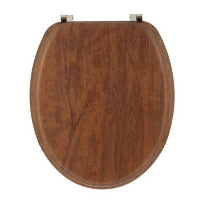 Asiento De Inodoro Mdf Con Tapa Y Bisagras De Acero Inoxidable Color Madera 37,5x5,5x45cm_2