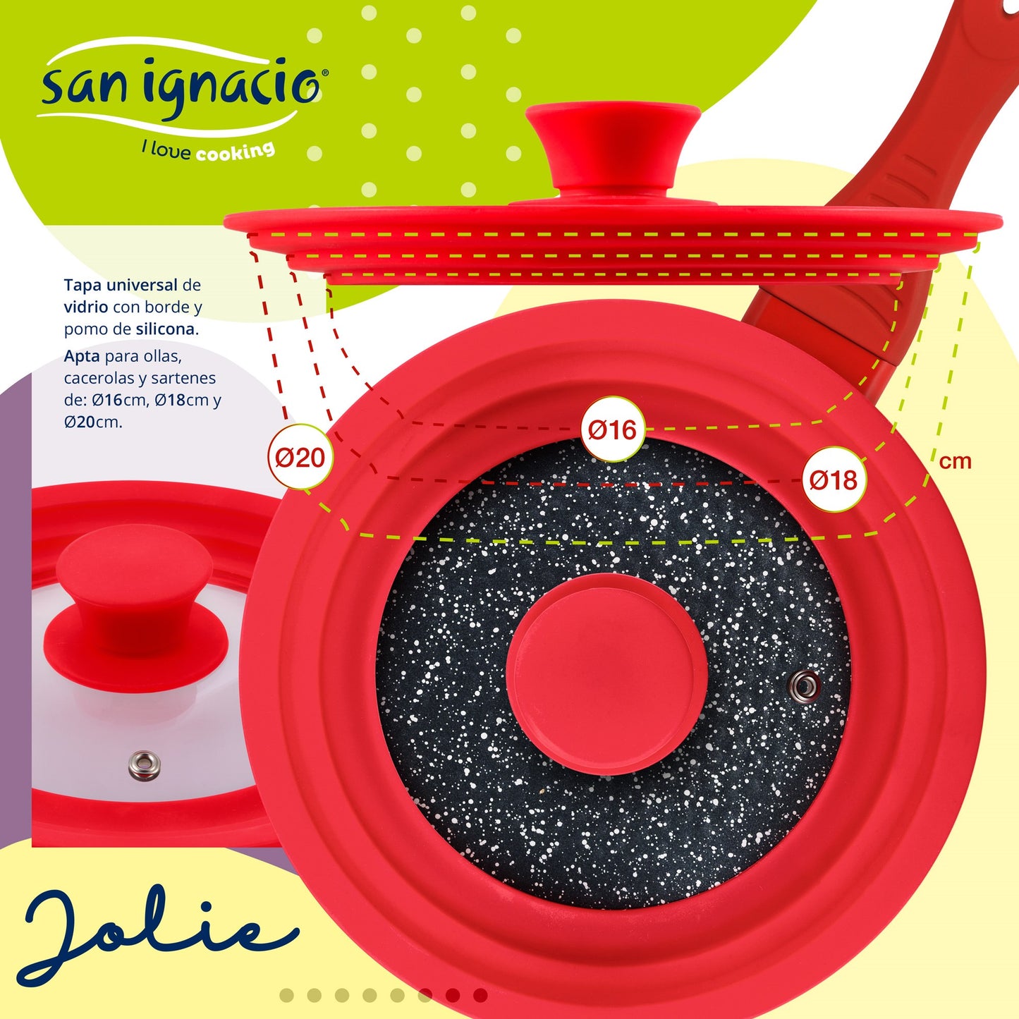 Juego De 3 Sartenes 16/20/24 Cm, Rojo, Y Tapa Universal En Rojo, Aluminio Prensado, Inducción_3