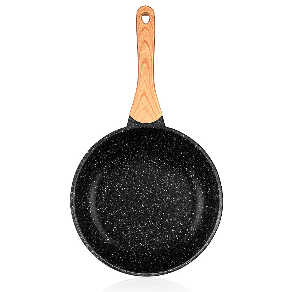 Batería Cocina Inducción 3 Piezas Aluminio Fundido Antiadherente Ilag Sin Pfoa Set Cazuelas Sartén Smile Wood, Negro_4