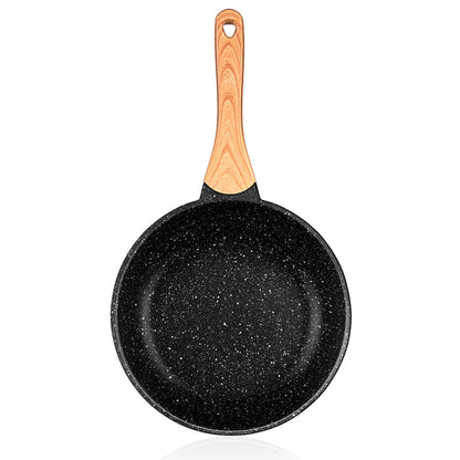 Batería Cocina Inducción 3 Piezas Aluminio Fundido Antiadherente Ilag Sin Pfoa Set Cazuelas Sartén Smile Wood, Negro_4