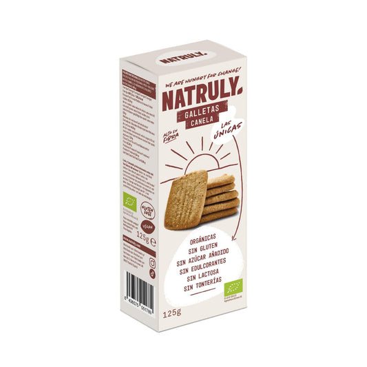 Bolachas Natruly Organic com sabor a canela 125g