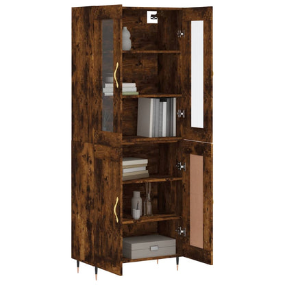 Aparador Alto Madera Contrachapada Roble Ahumado 69,5x34x180 Cm_2