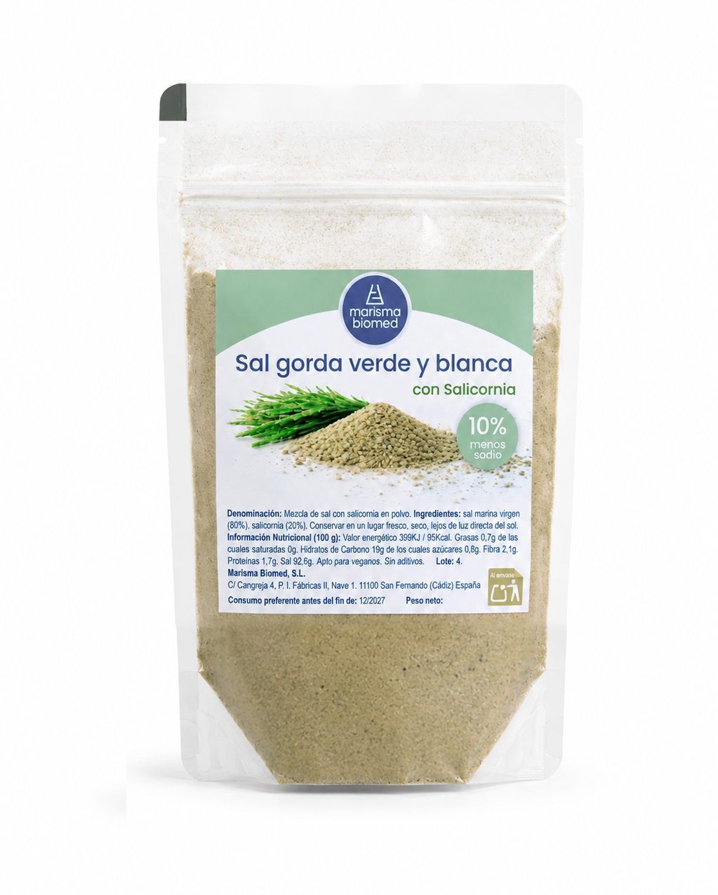 Sal Gorda Verde Y Blanca | Salicornia Y Sal Marina Virgen Bio | 10% Menos Sodio 50 g_0