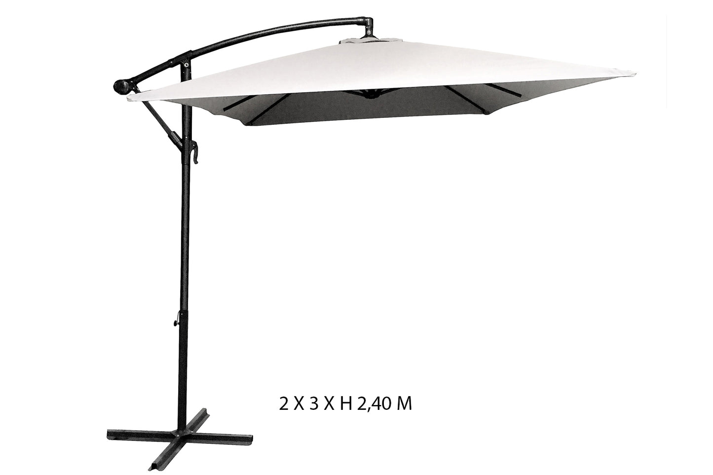 Sombrilla Offset Redondo 2x3acero Y Poliéster Gris Oscuro- Sombrilla - Mobiliario De Jardín_0