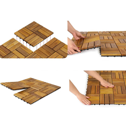 Well Home 9 Baldosas De 30x30x0,1cm En Madera De Acacia De Aspecto De Teca_2