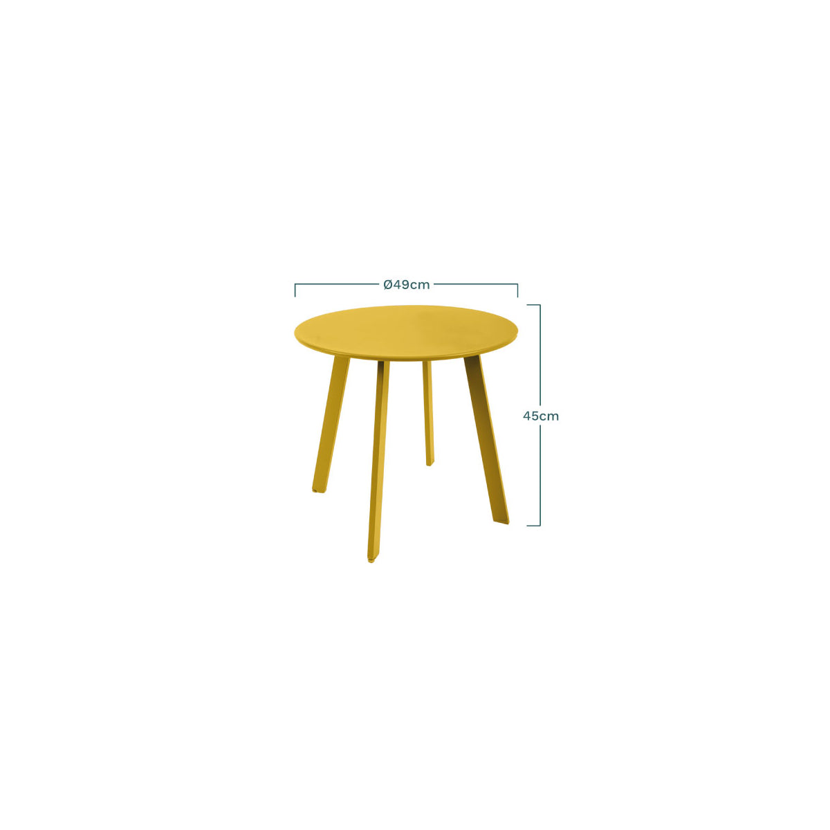 Mesa Auxiliar, Mesa De Jardín Redonda De Acero Epoxi Amarillo 49x45cm- Muebles De Jardín_3