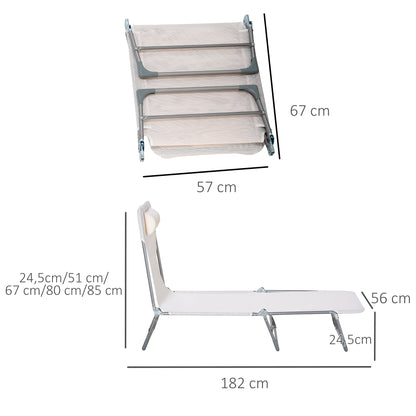 Outsunny Conjunto De 2 Tumbonas Plegables Y Reclinables 182x56x24,5 Cm Crema_2