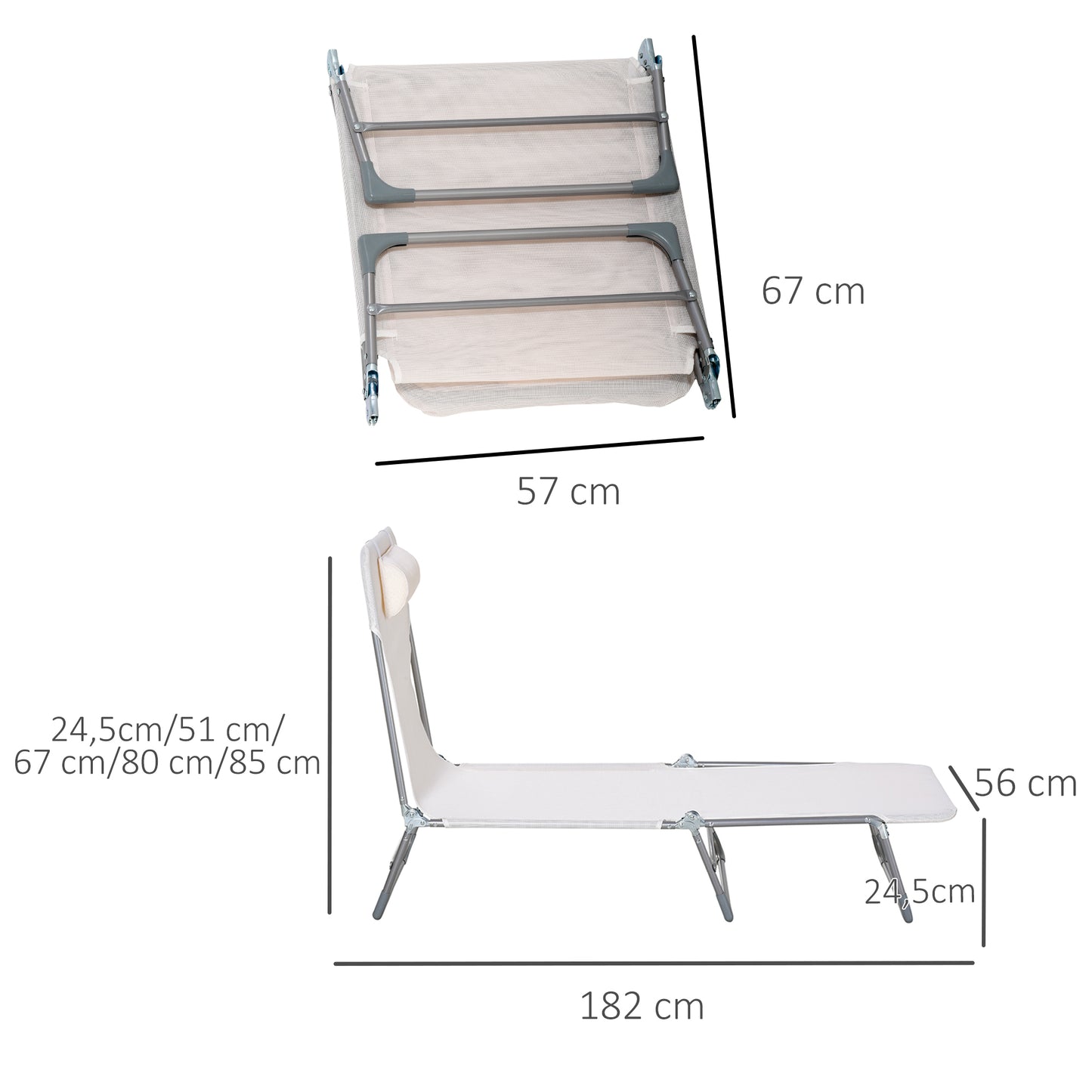 Outsunny Tumbona Plegable Y Reclinable Con Reposacabezas Y Respaldo Ajustable_2