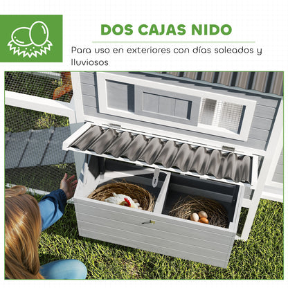 Pawhut Gallinero Para Exterior Con Columpio Perchas 315,5x150,5x140,5 Cm Gris_5