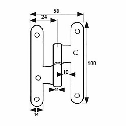 Bisagra Edm Pn04 100 X 58 Mm Derecha Acero / Vetonek_0