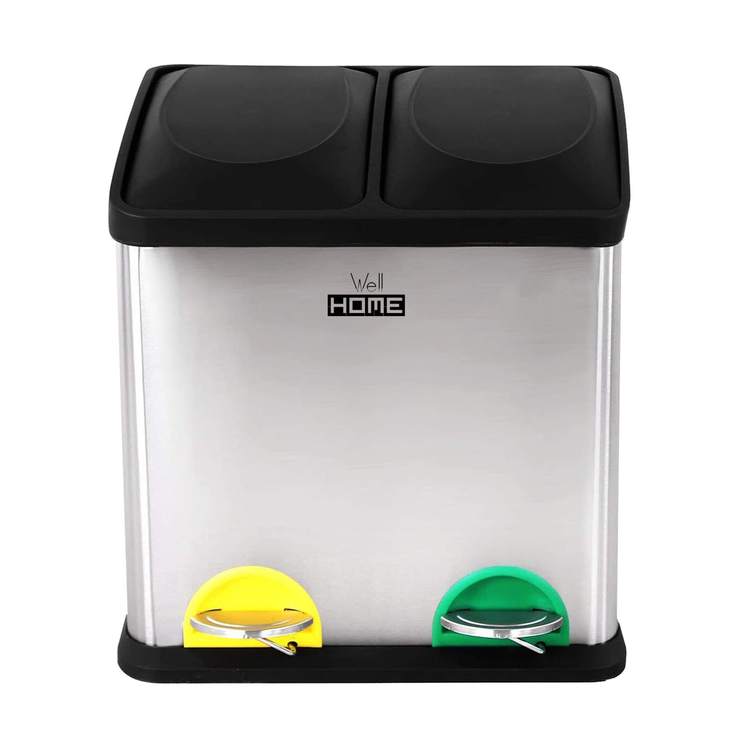 Cubo De Reciclaje Ecológico 30 Litros De 2 Compartimentos, Gran Capacidad, Para Papel, Vidrio Y Plástico_0