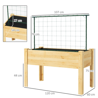 Outsunny Huerto Urbano Elevado Con Enrejado Carga 300 Kg 120x60x75 Cm Natural_2