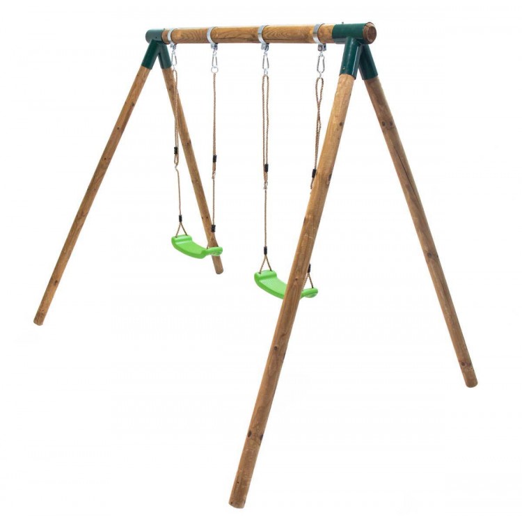 Columpio Doble De Madera Redonda Masgames Kibo Xl._1