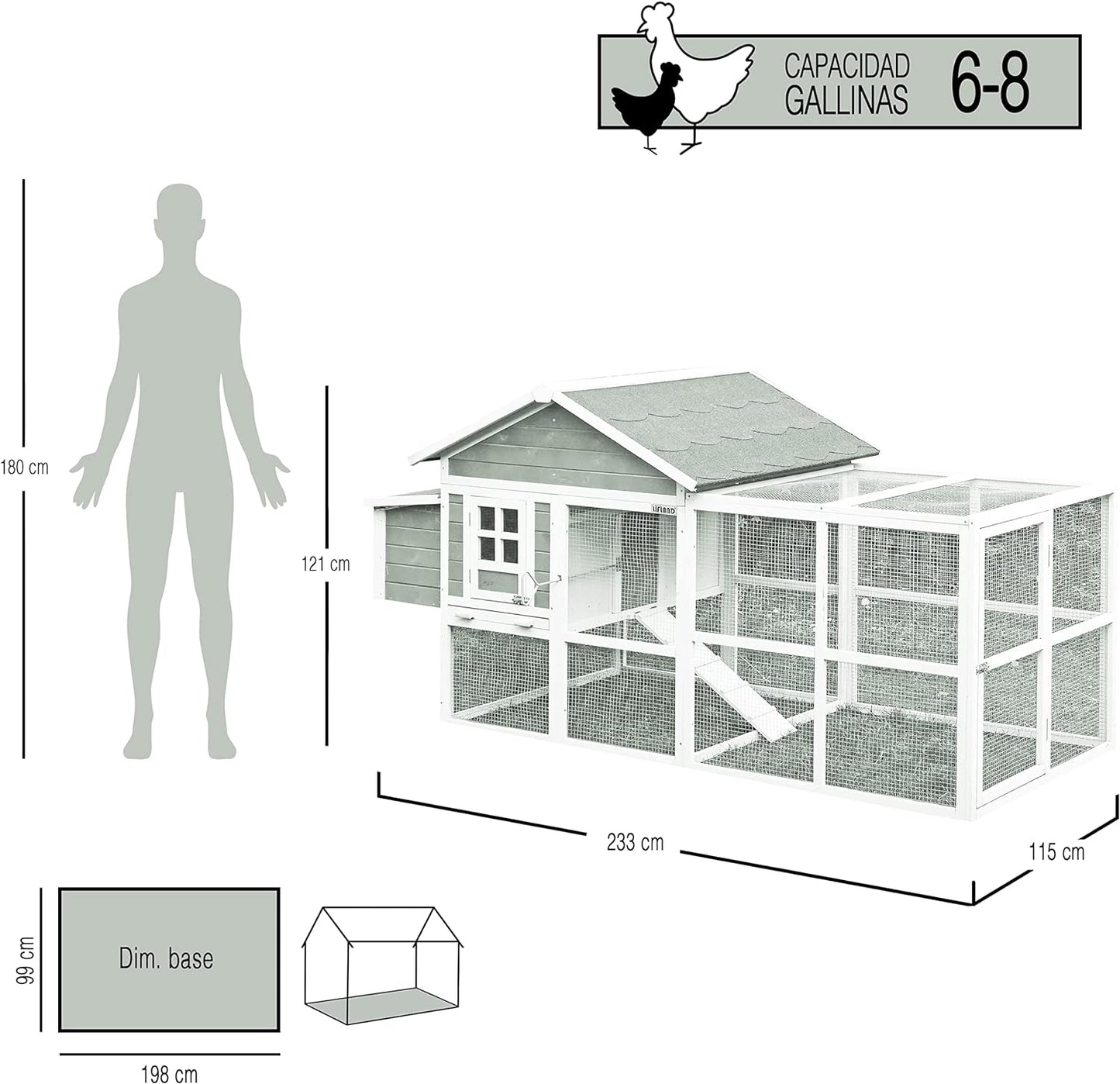 Gallinero Michigan - Capacidad Para 6-8 Gallinas -zona De Refugio En Planta Alta Y Voladero_2