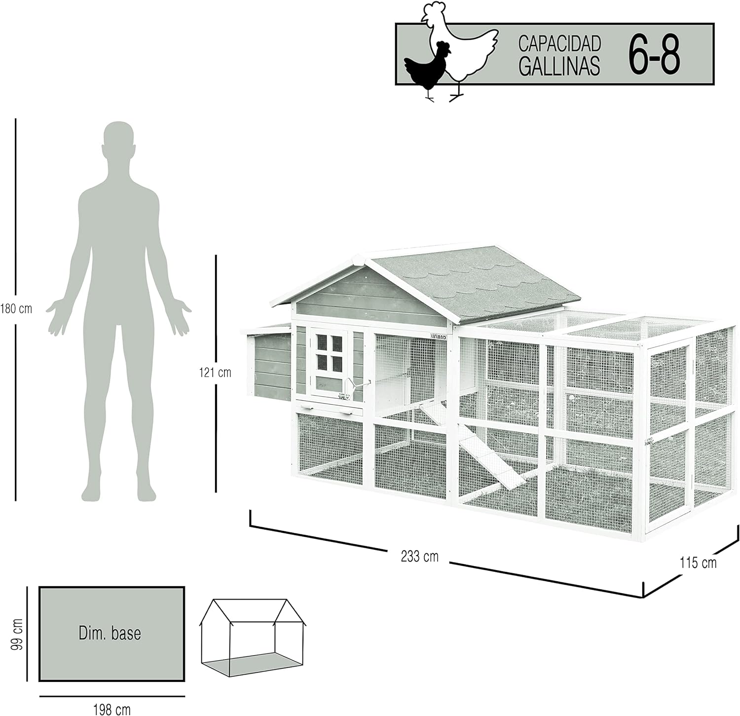 Gallinero Michigan - Capacidad Para 6-8 Gallinas -zona De Refugio En Planta Alta Y Voladero_2
