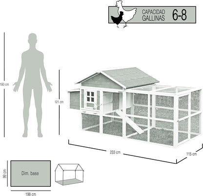 Gallinero Michigan - Capacidad Para 6-8 Gallinas -zona De Refugio En Planta Alta Y Voladero_2